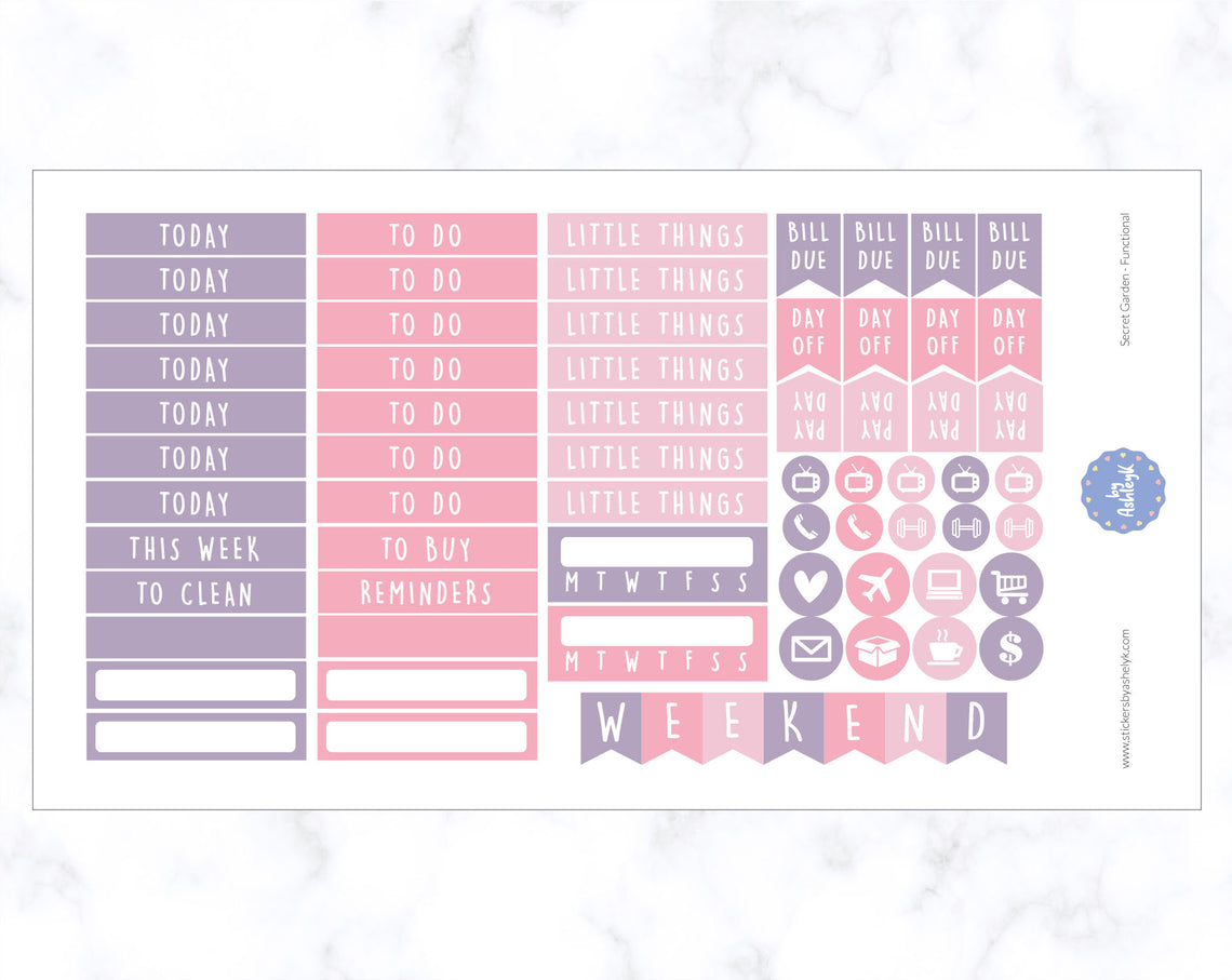 Secret Garden Weekly Kit  - Functional Sheet