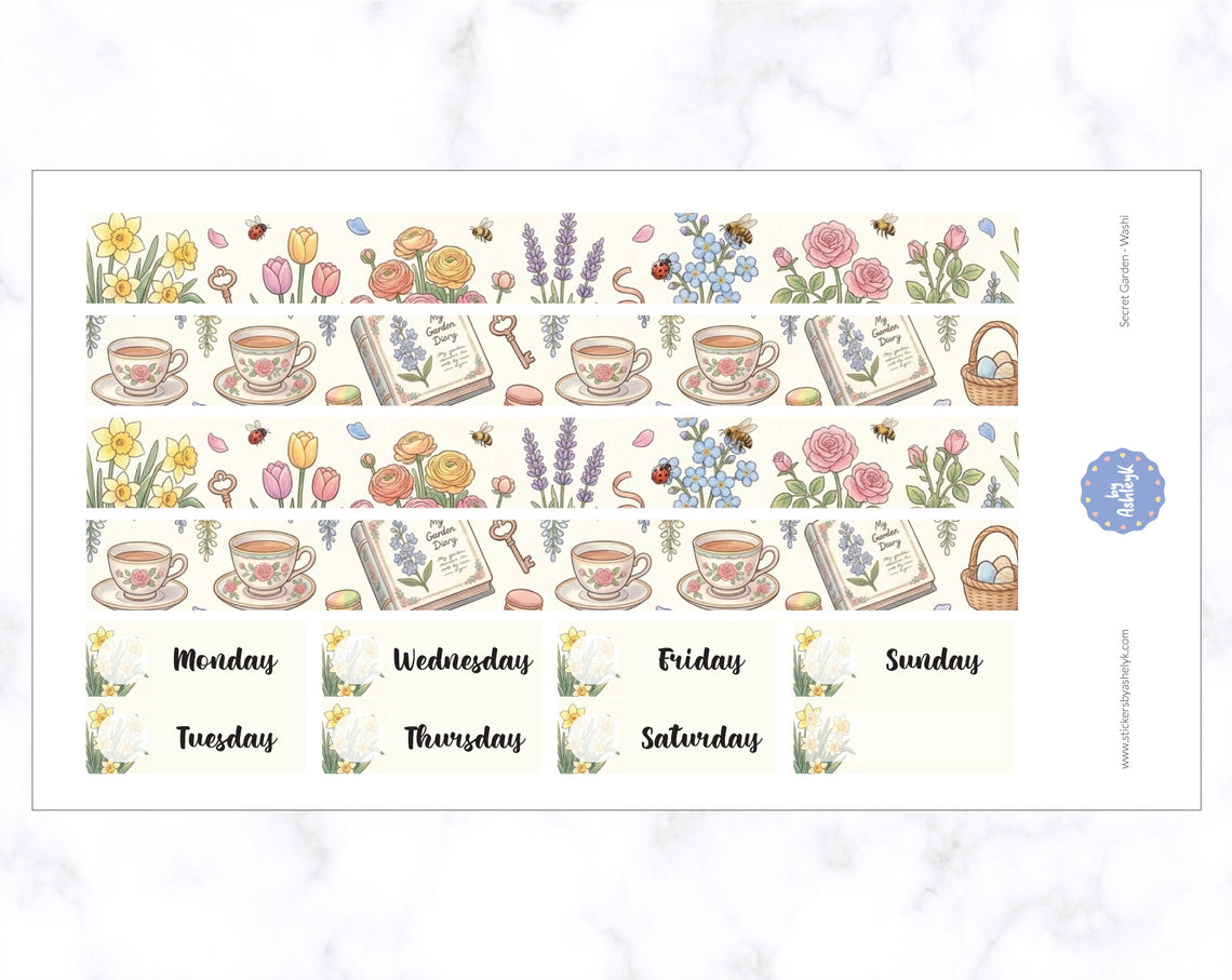 Secret Garden Weekly Kit  - Washi Sheet