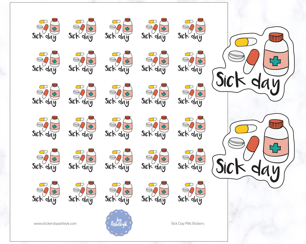 Sick Day Pills Planner Stickers