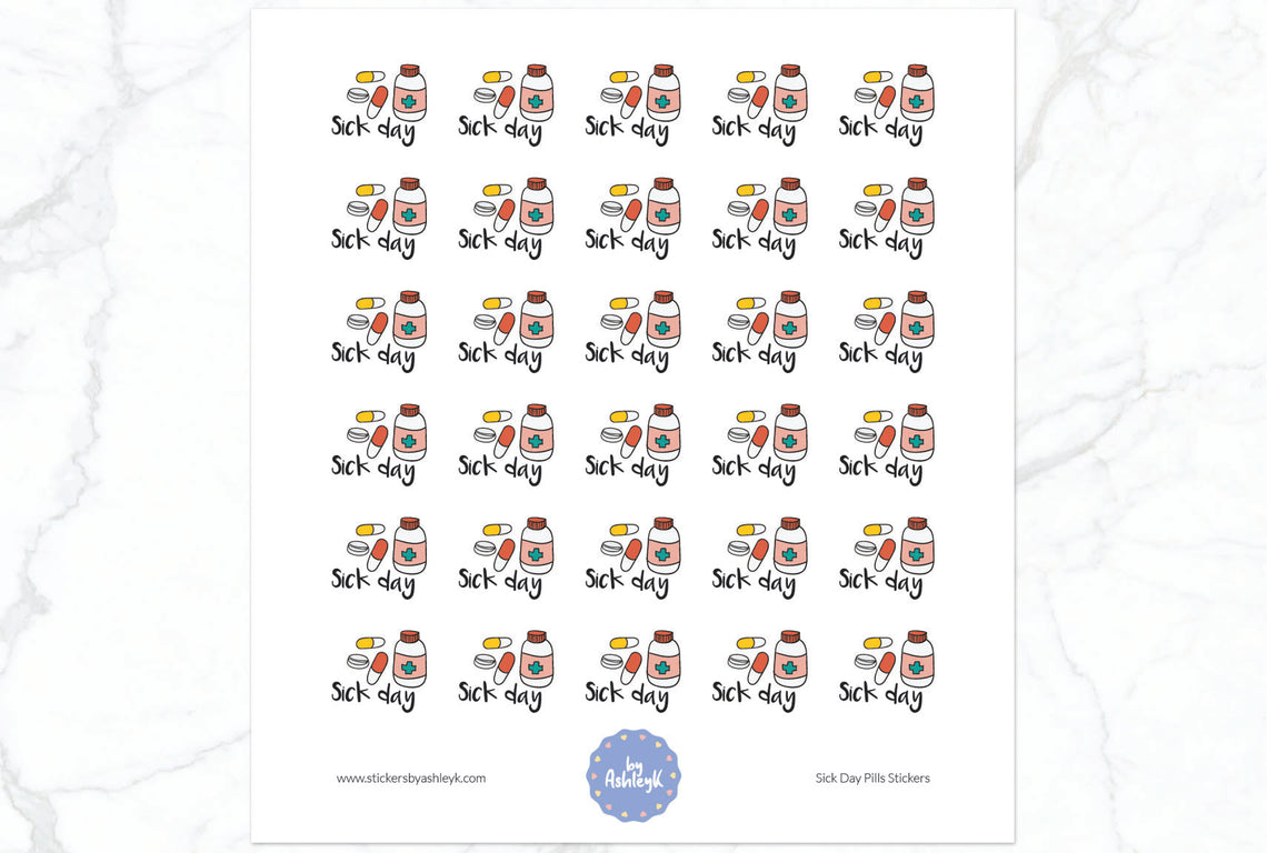 Sick Day Pills Planner Stickers