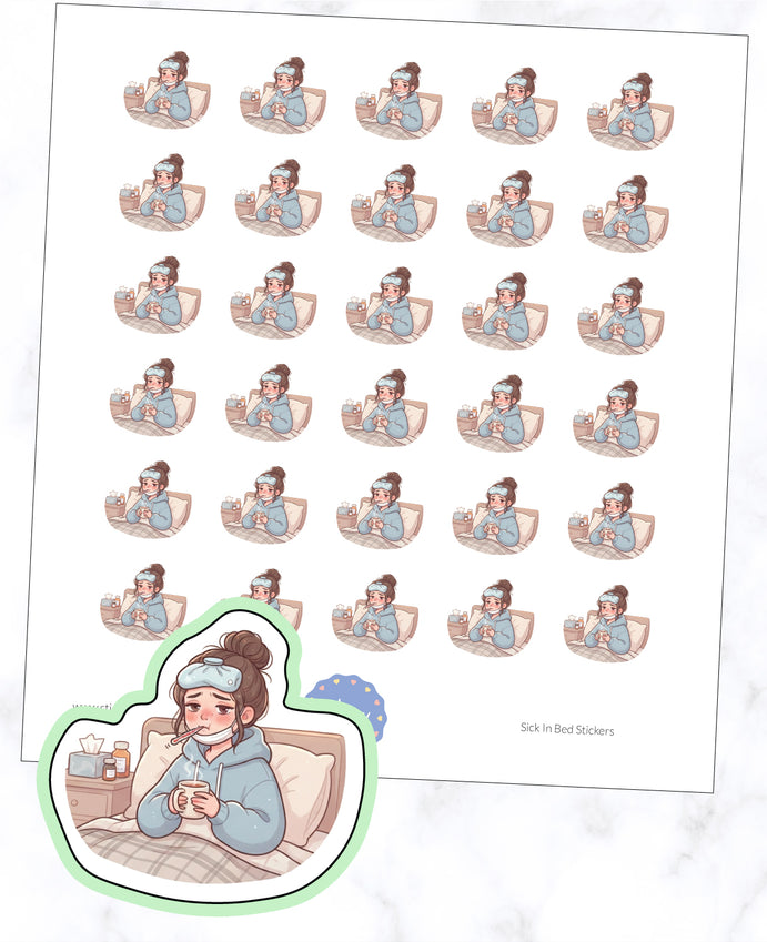Sick In Bed Planner Stickers