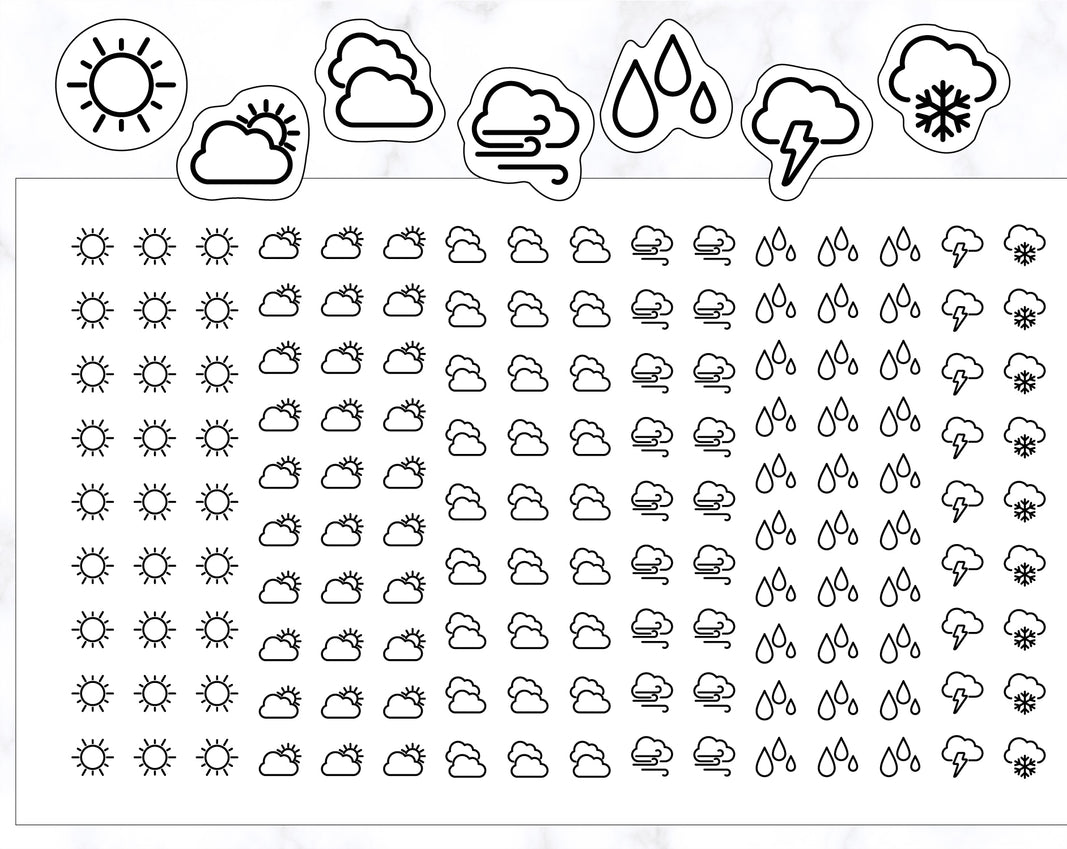 147 Simple Line Weather Stickers