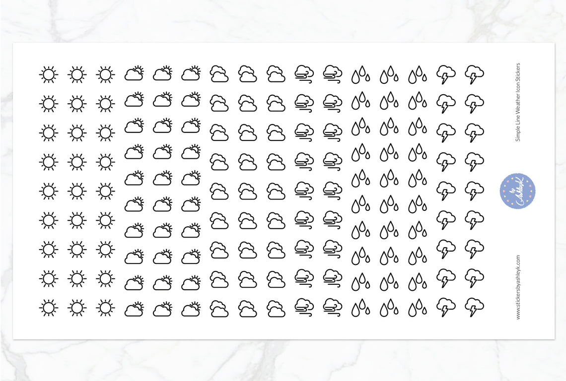 147 Simple Line Weather Stickers - Without Snow