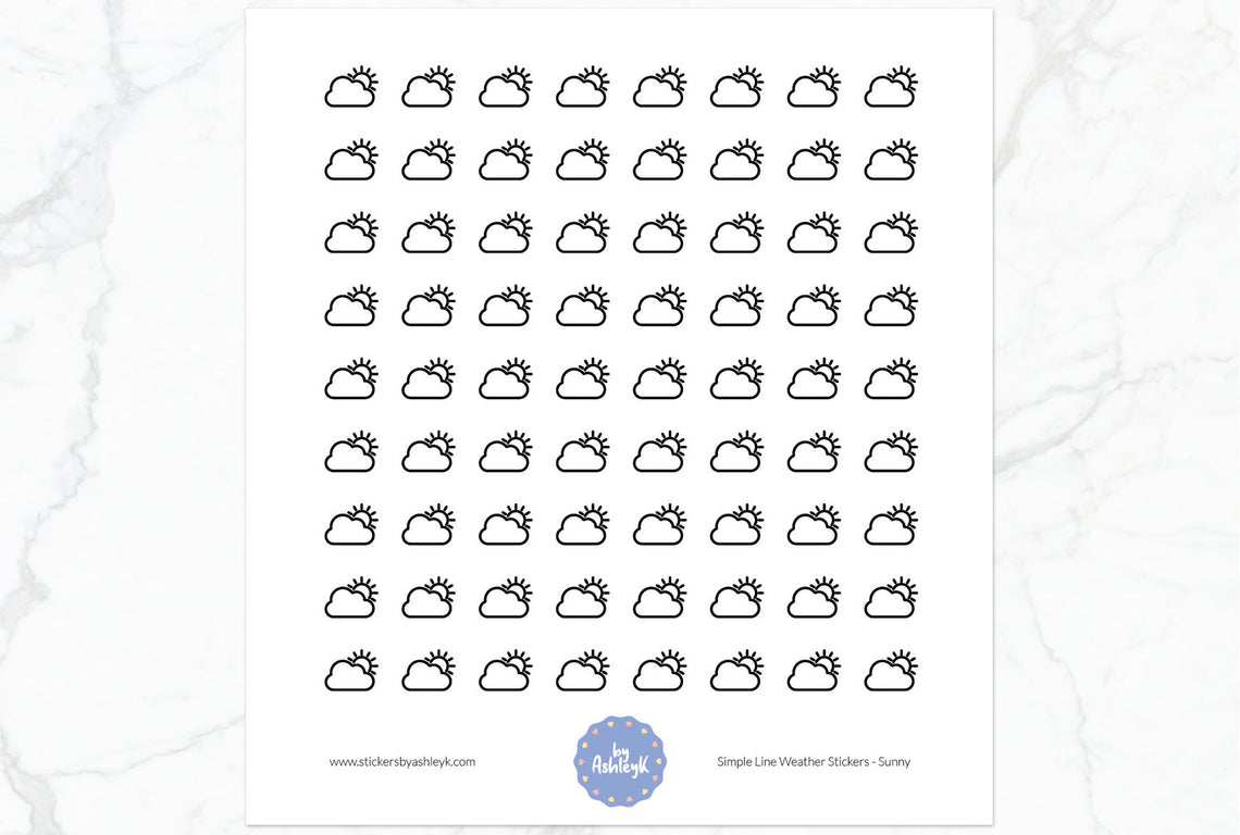 Partly Sunny Simple Line Weather Planner Stickers