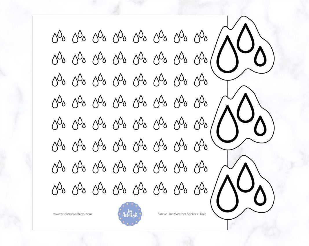 Rain Simple Line Weather Planner Stickers