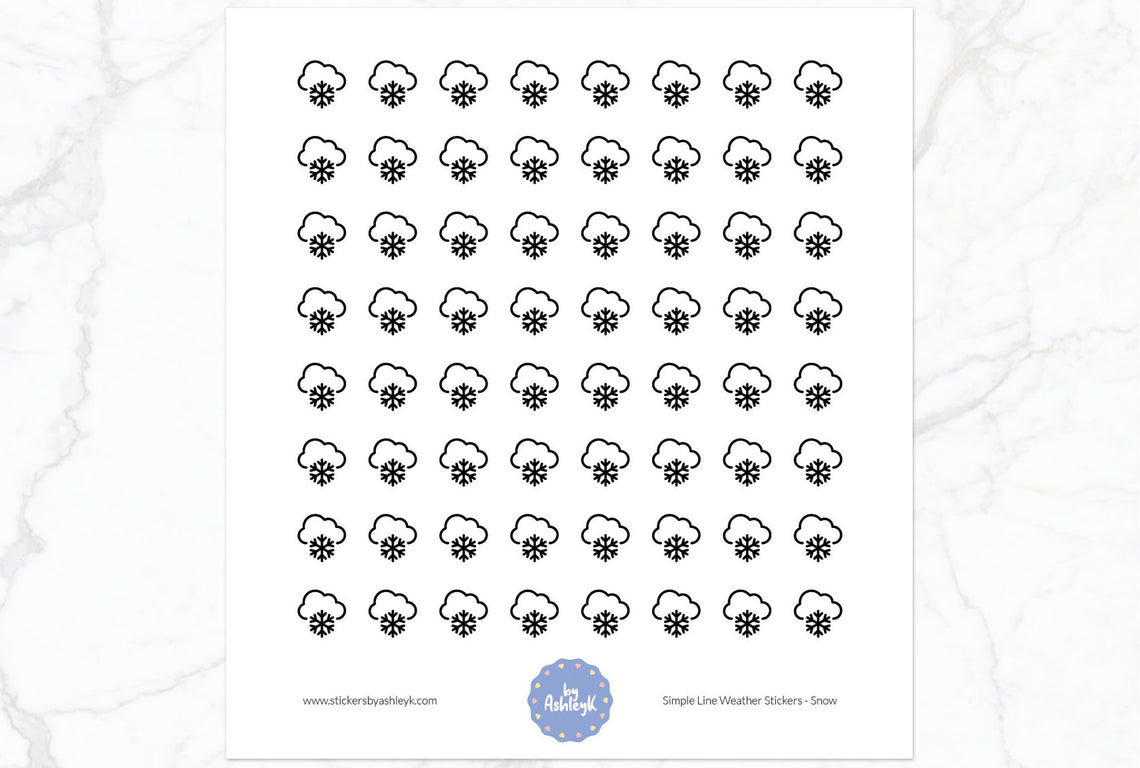 Snow Simple Line Weather Planner Stickers