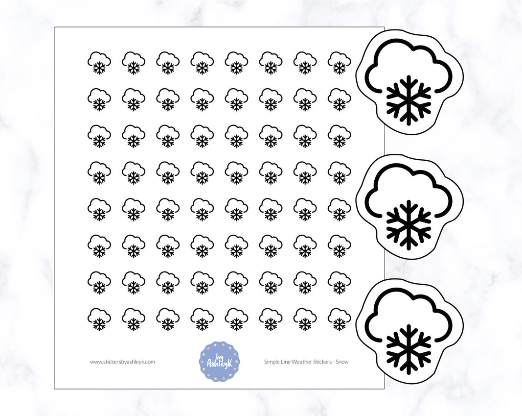 Snow Simple Line Weather Planner Stickers