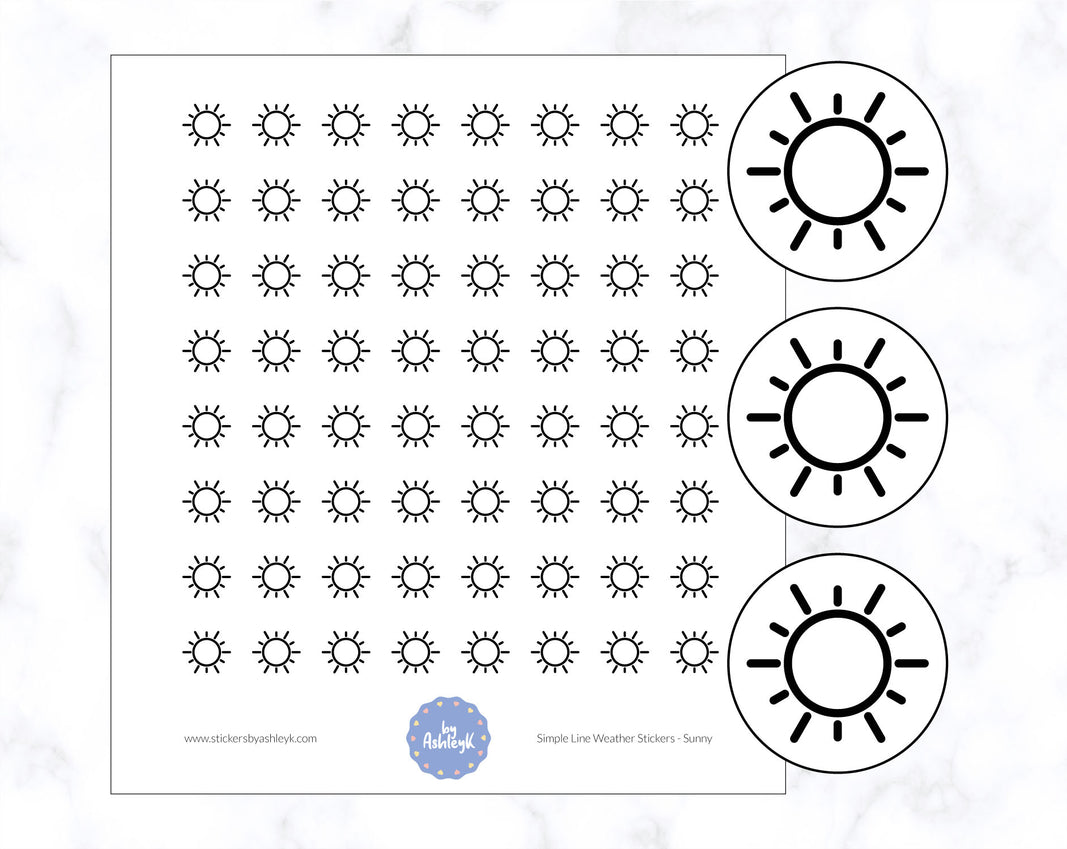 Sunny Simple Line Weather Planner Stickers