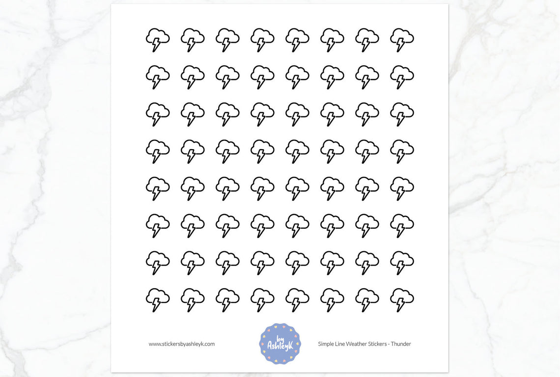 Thunder Simple Line Weather Planner Stickers