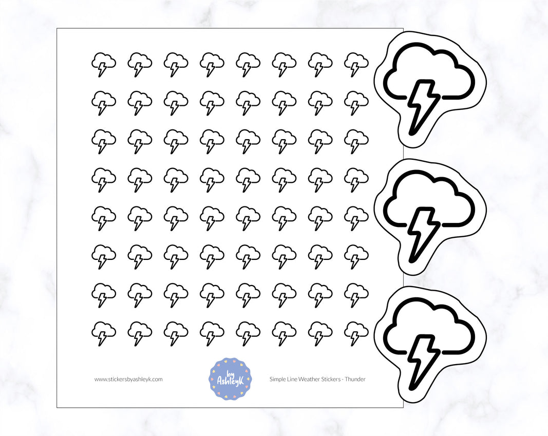 Thunder Simple Line Weather Planner Stickers