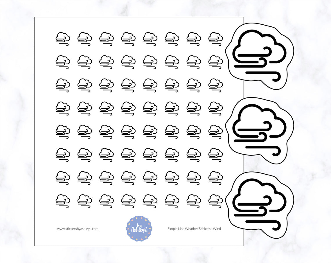 Wind Simple Line Weather Planner Stickers