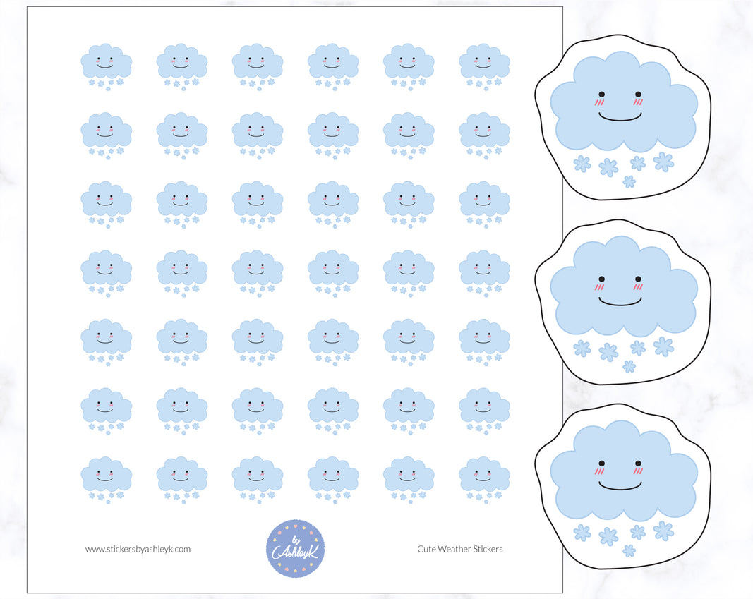 Snow Cute Weather Planner Stickers