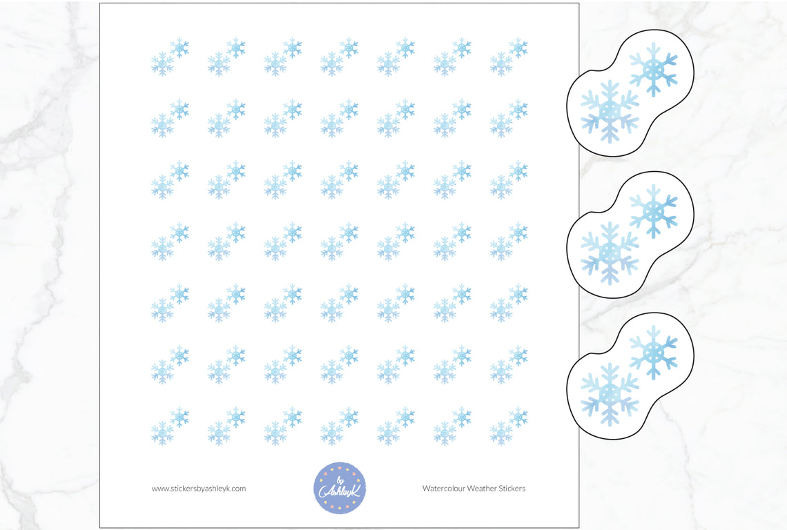 Snow Watercolour Weather Planner Stickers