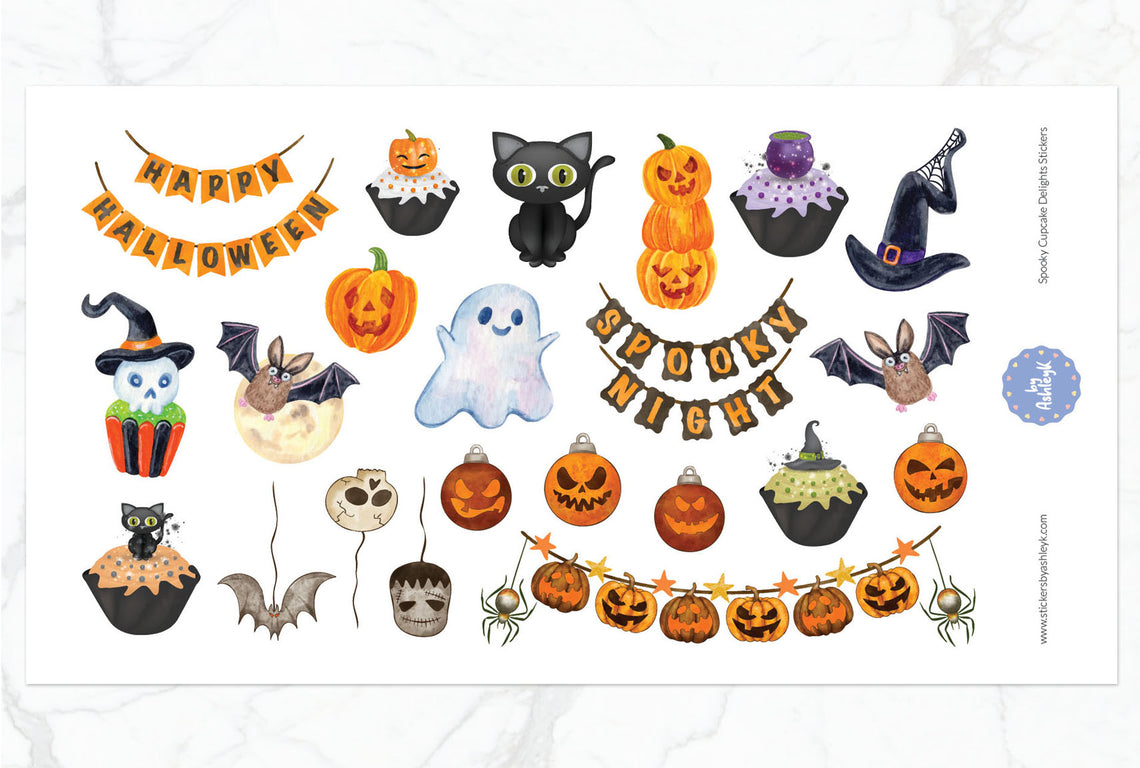 Spooky Cupcake Delights Decorative Stickers