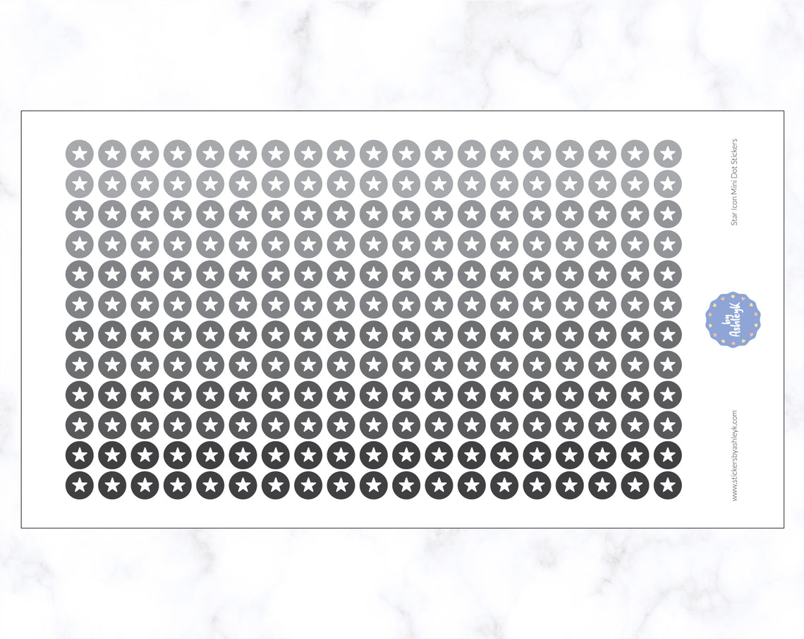 Star Icon Mini Dot Stickers - Monochrome