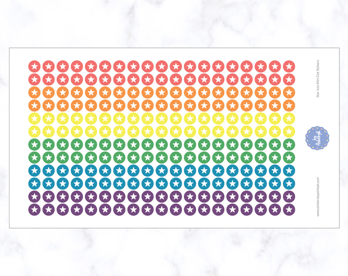 Star Icon Mini Dot Stickers - Pastel Rainbow
