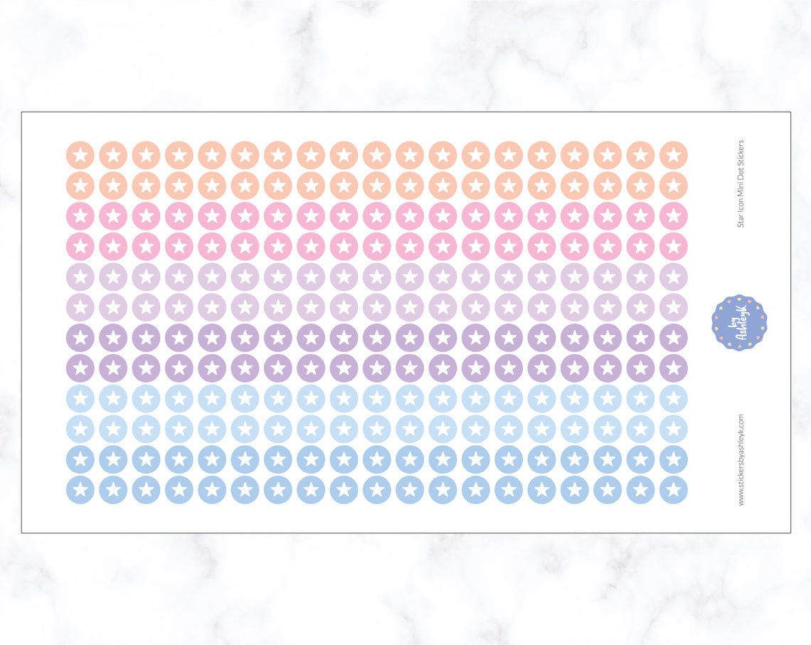 Star Icon Mini Dot Stickers - Pastel Sunset