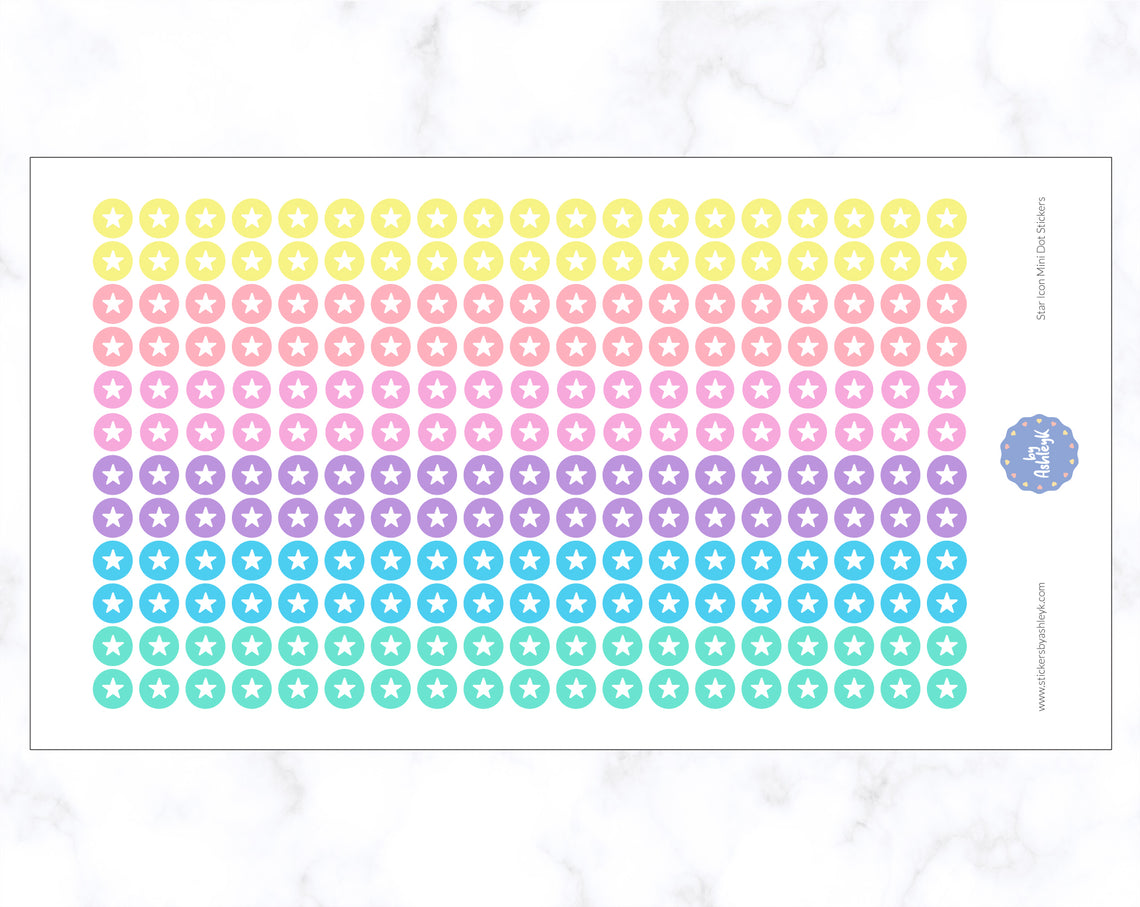 Star Icon Mini Dot Stickers - Pastel