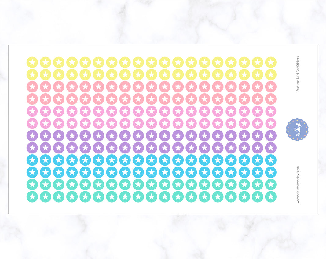 Star Icon Mini Dot Stickers - Pastel
