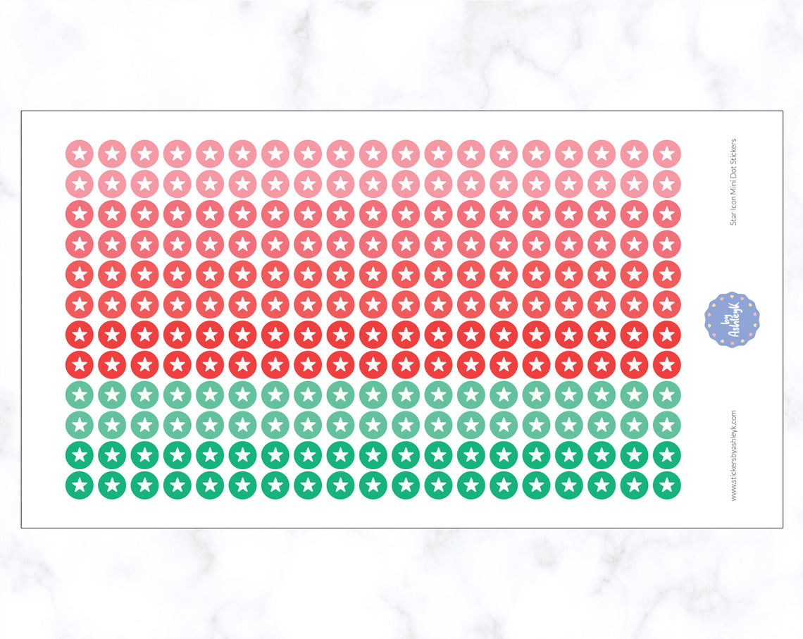 Star Icon Mini Dot Stickers - Watermelon