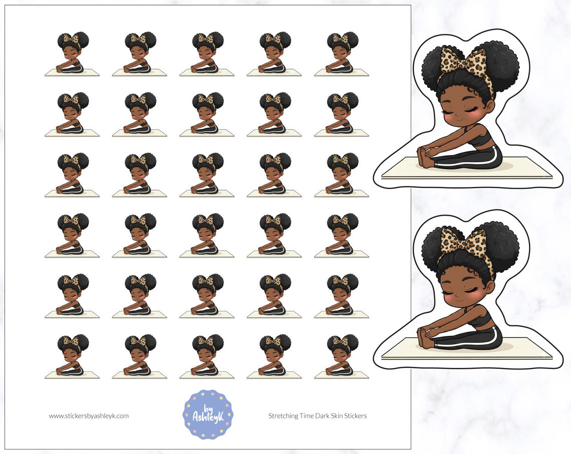 Stretching Time Dark Skin Planner Stickers