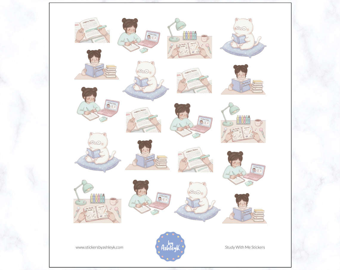 Study With Me Planner Stickers