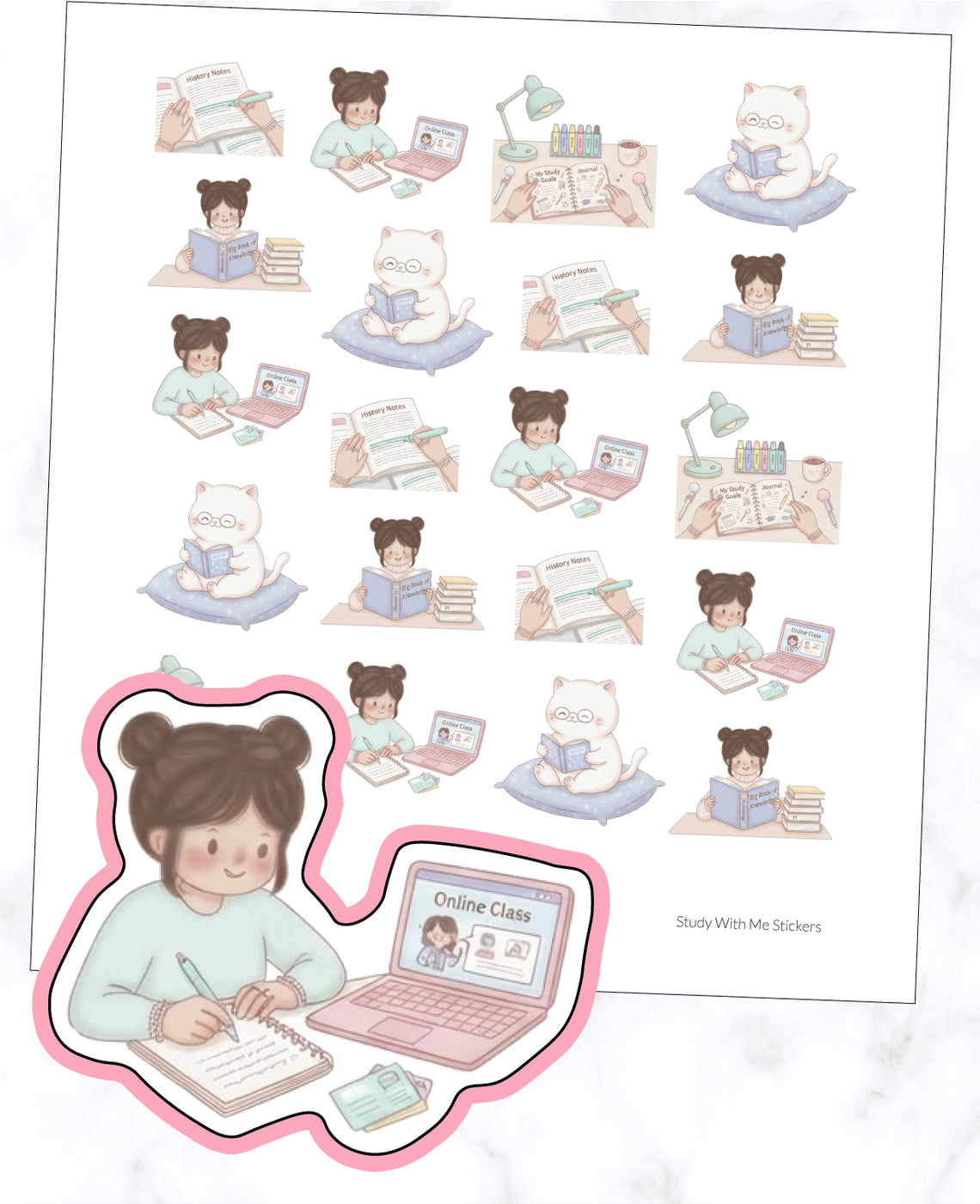 Study With Me Planner Stickers