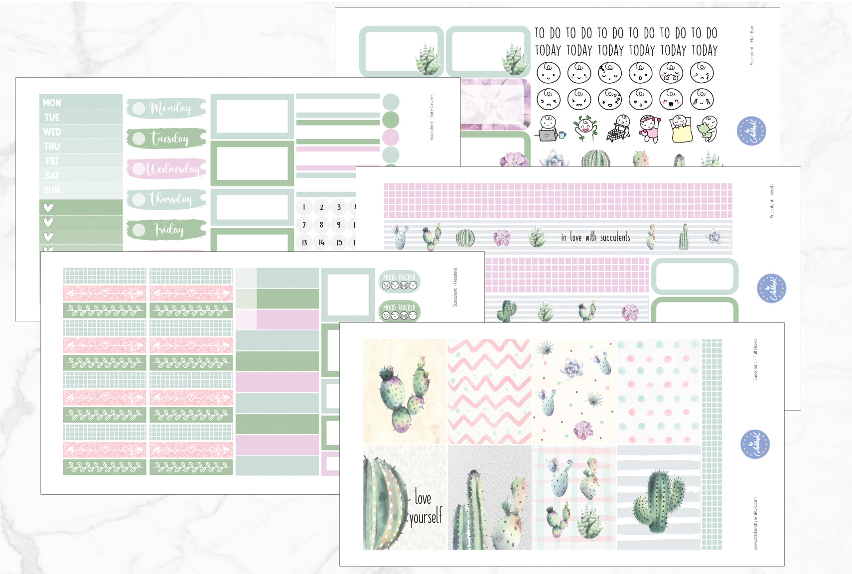 succulent planner Cute Succulents Weekly Kit