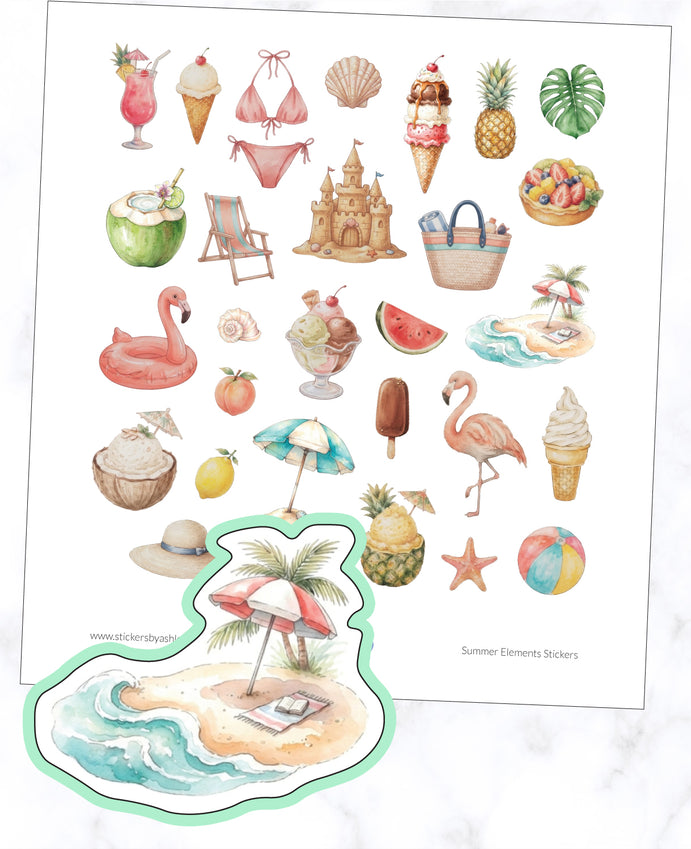 Summer Elements Planner Stickers