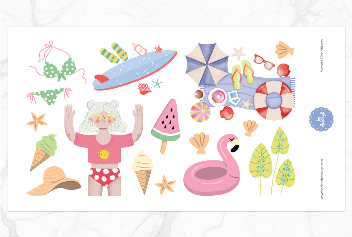 Summer Time Decorative Planner Stickers