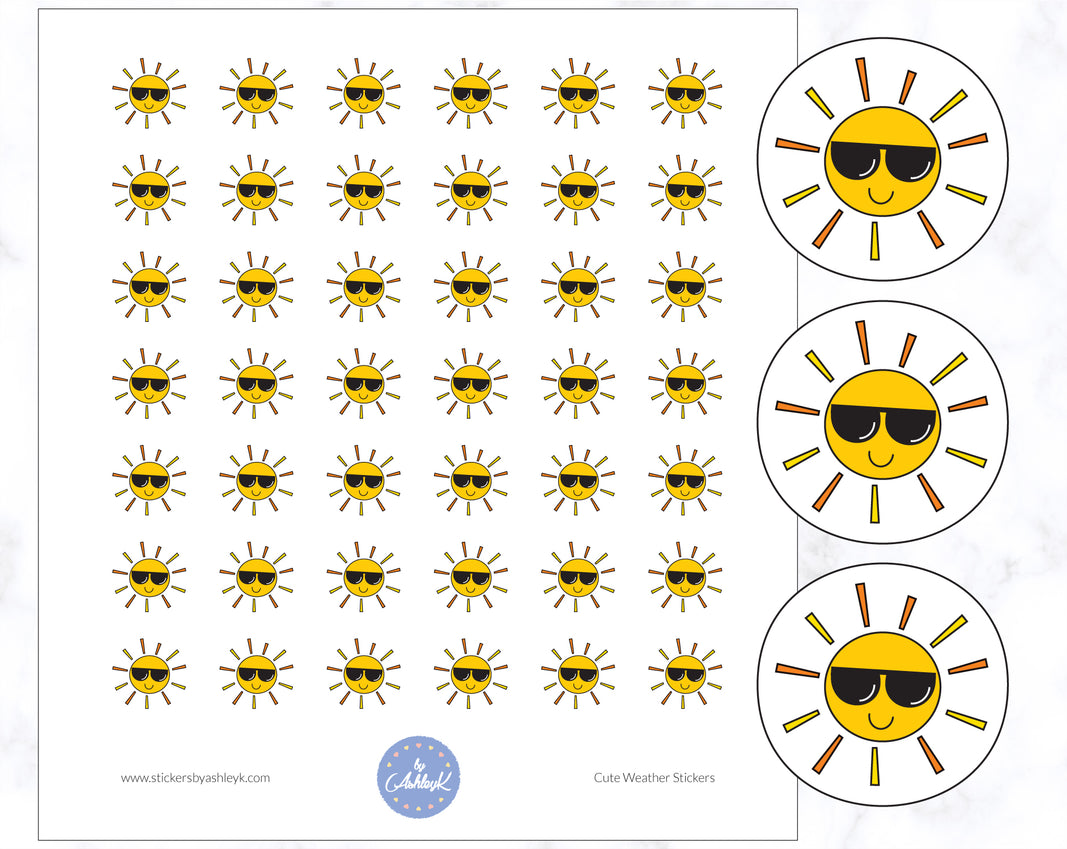 Sunny Cute Weather Planner Stickers