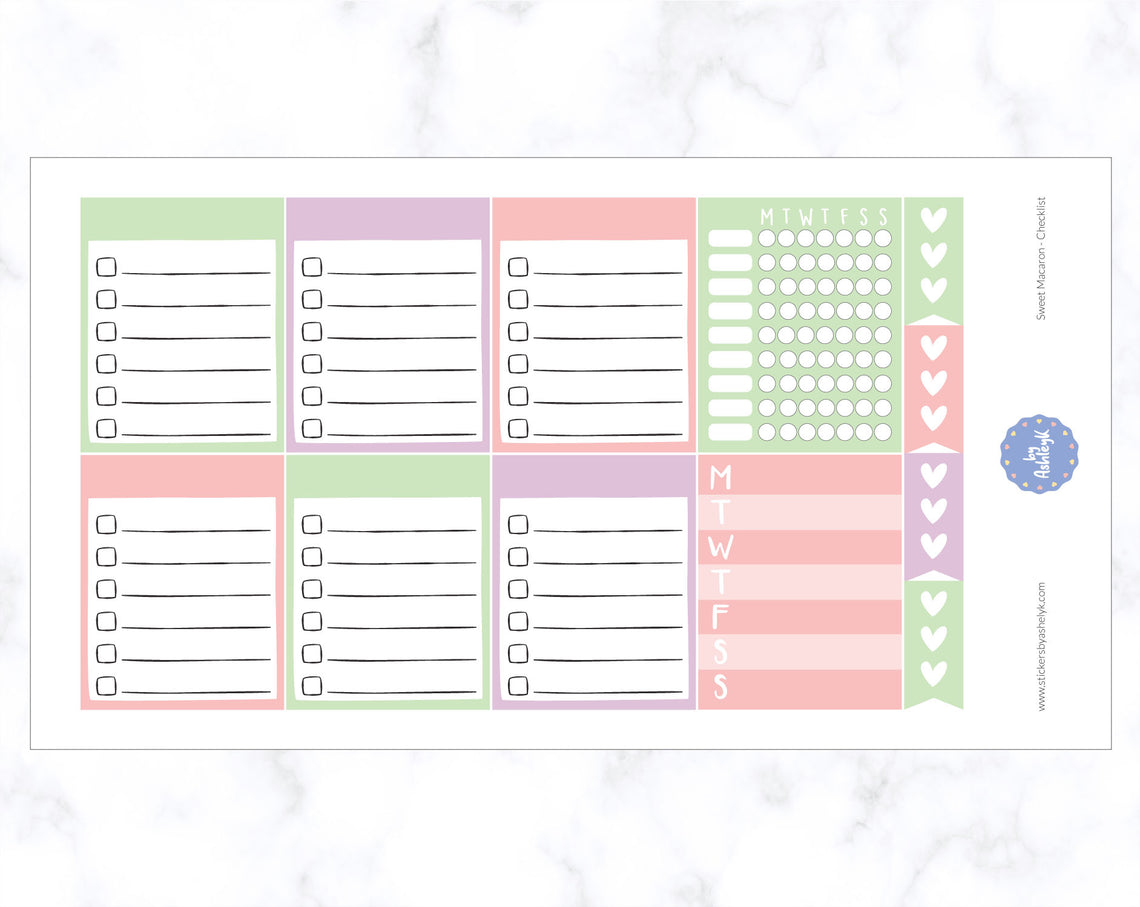 Sweet Macaron Weekly Kit  - Checklist Sheet