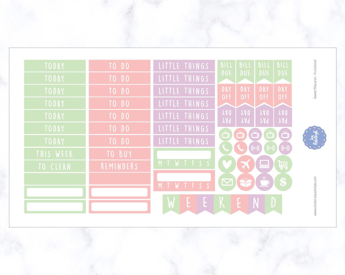 Sweet Macaron Weekly Kit  - Functional Sheet