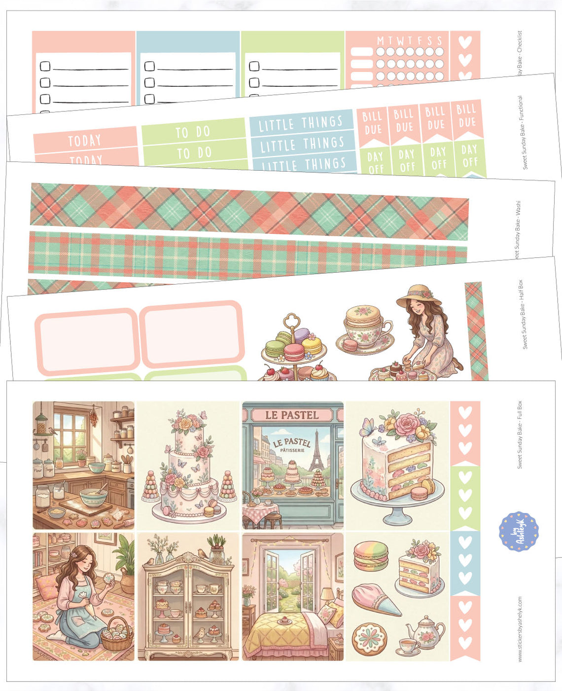 Sweet Sunday Bake Weekly Kit - Erin Condren Planner Stickers