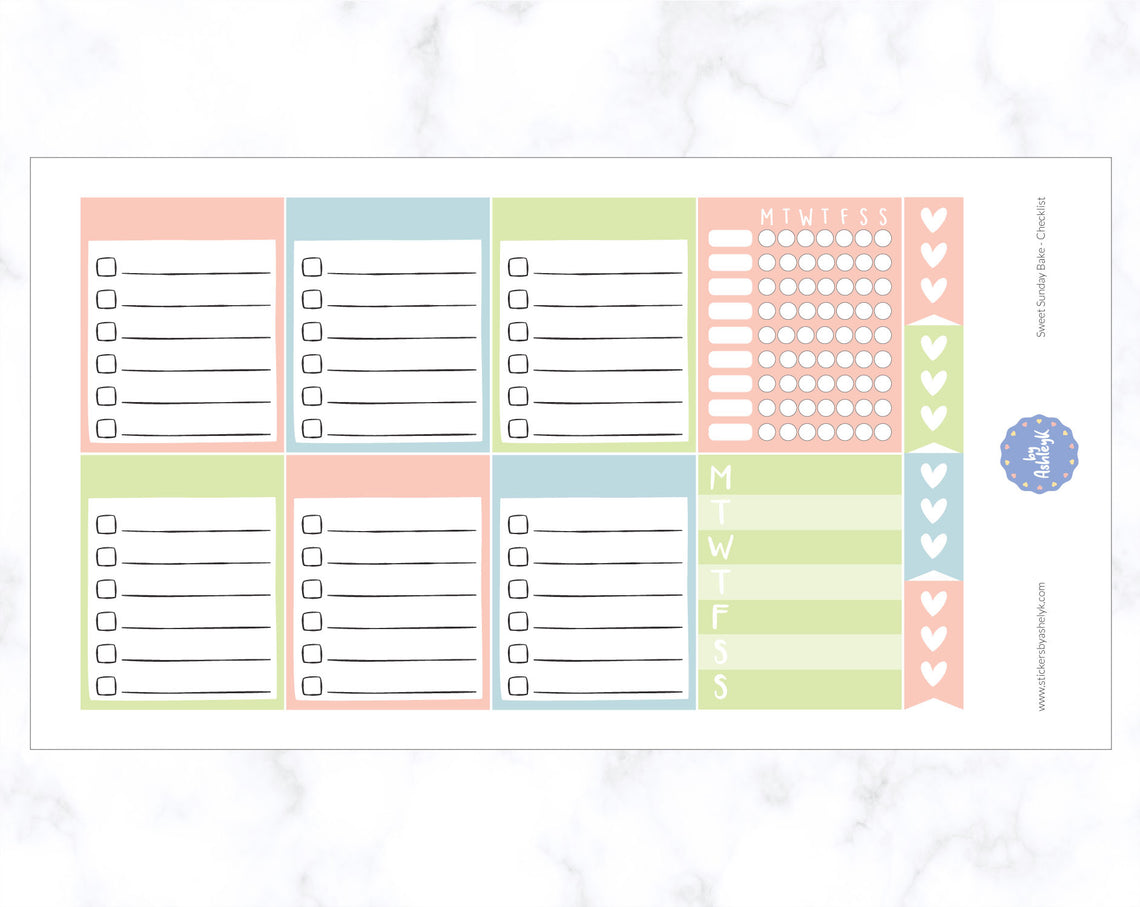 Sweet Sunday Bake Weekly Kit  - Checklist Sheet