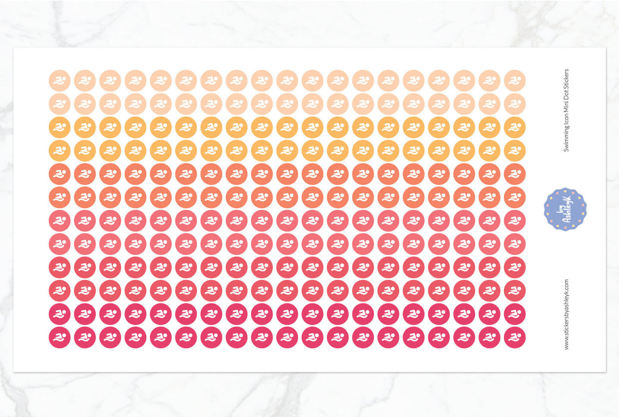 Swimming Icon Mini Dot Planner Stickers - Peach