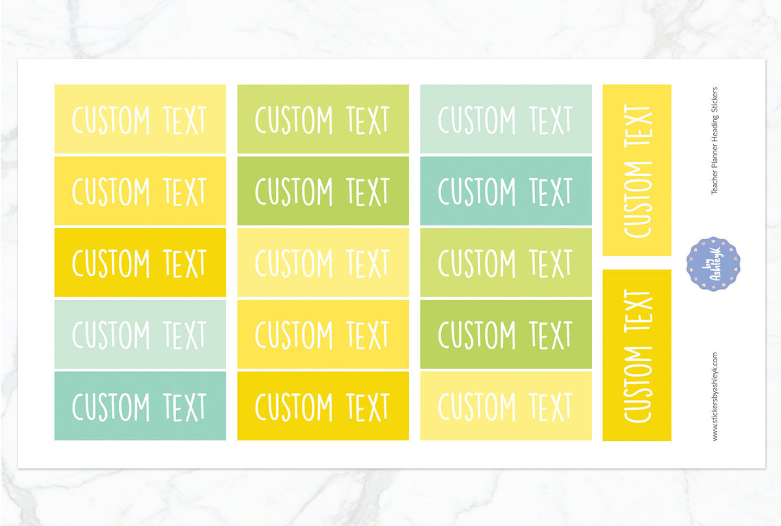 Teacher Planner Custom Text Heading Planner Stickers - Lemon&Lime