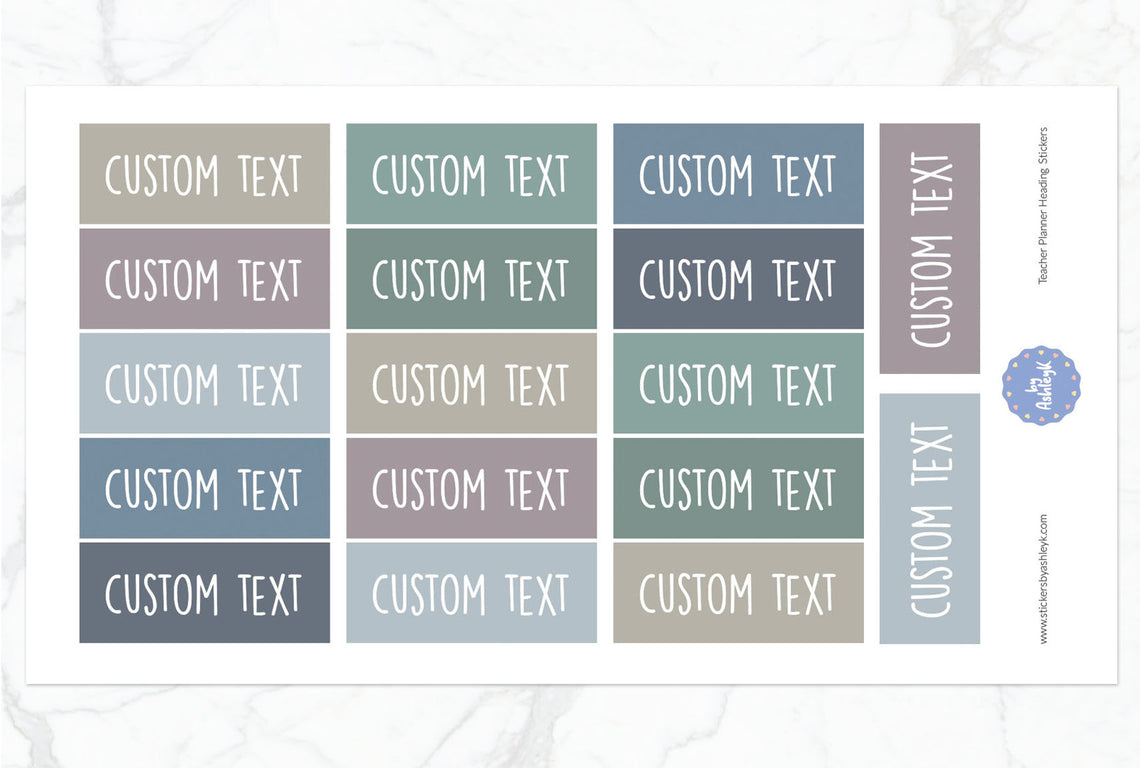 Teacher Planner Custom Text Heading Planner Stickers - Modern Neutral