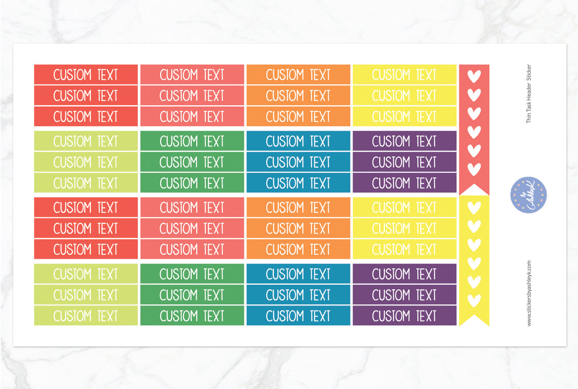 Thin Custom Header Stickers - Pastel Rainbow