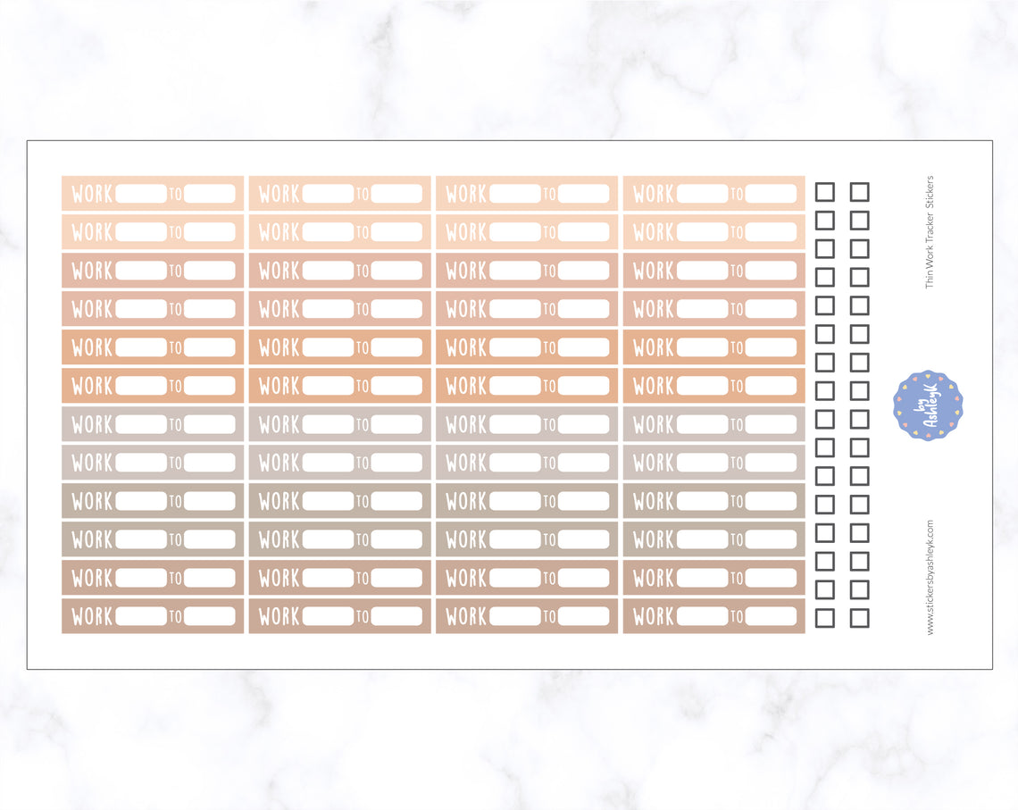 Thin Work Tracker Stickers - Beige Neutral