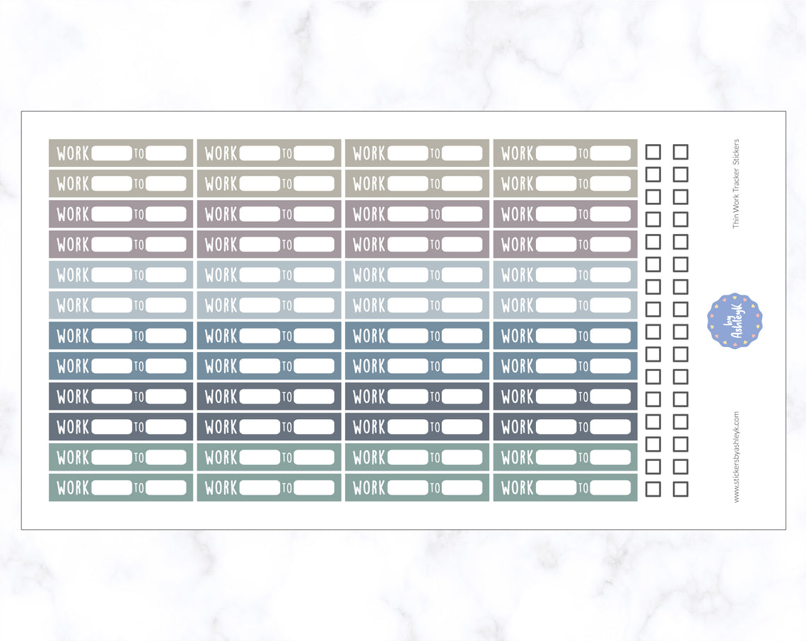 Thin Work Tracker Stickers - Modern Neutral