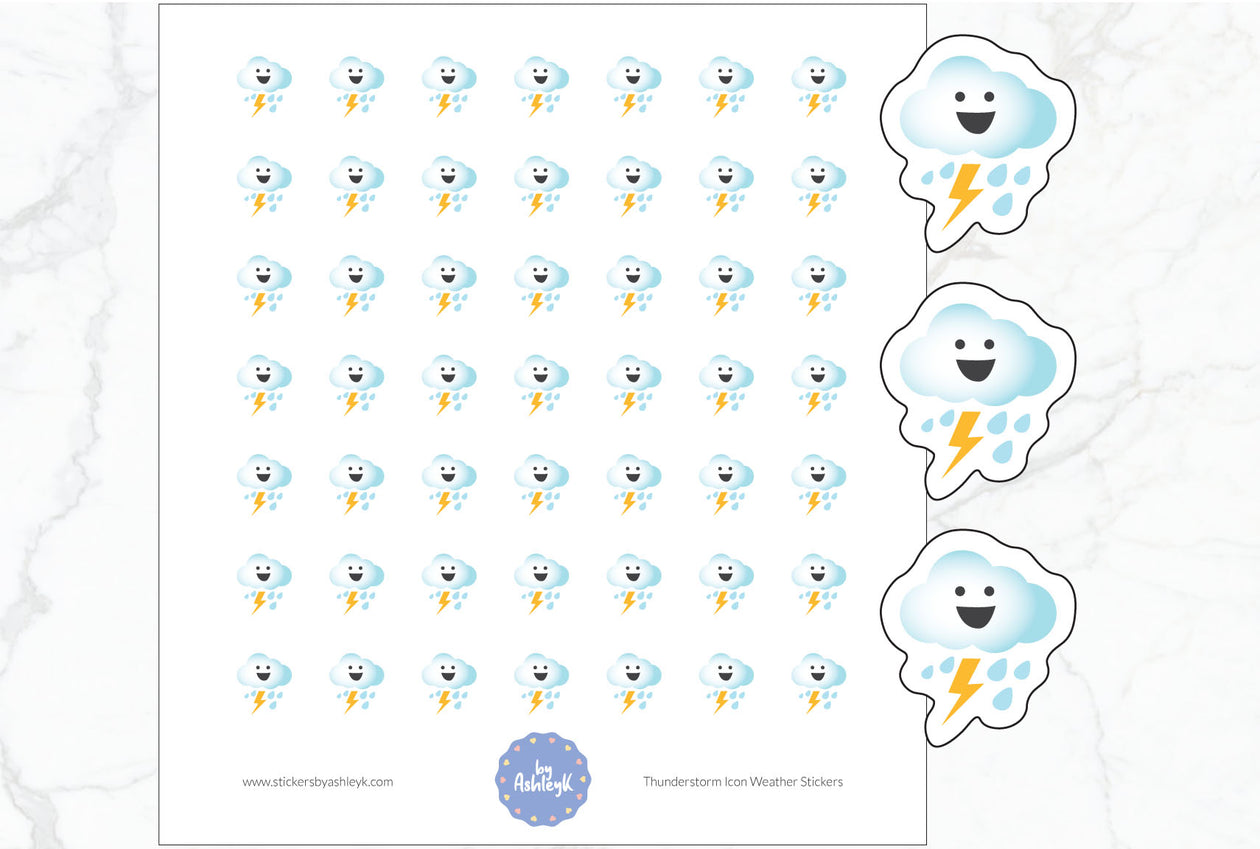 Thunderstorm Icon Weather Planner Stickers