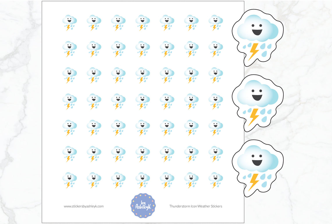 Thunderstorm Icon Weather Planner Stickers