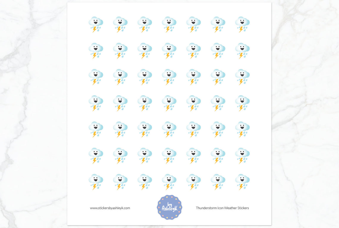 Thunderstorm Icon Weather Planner Stickers