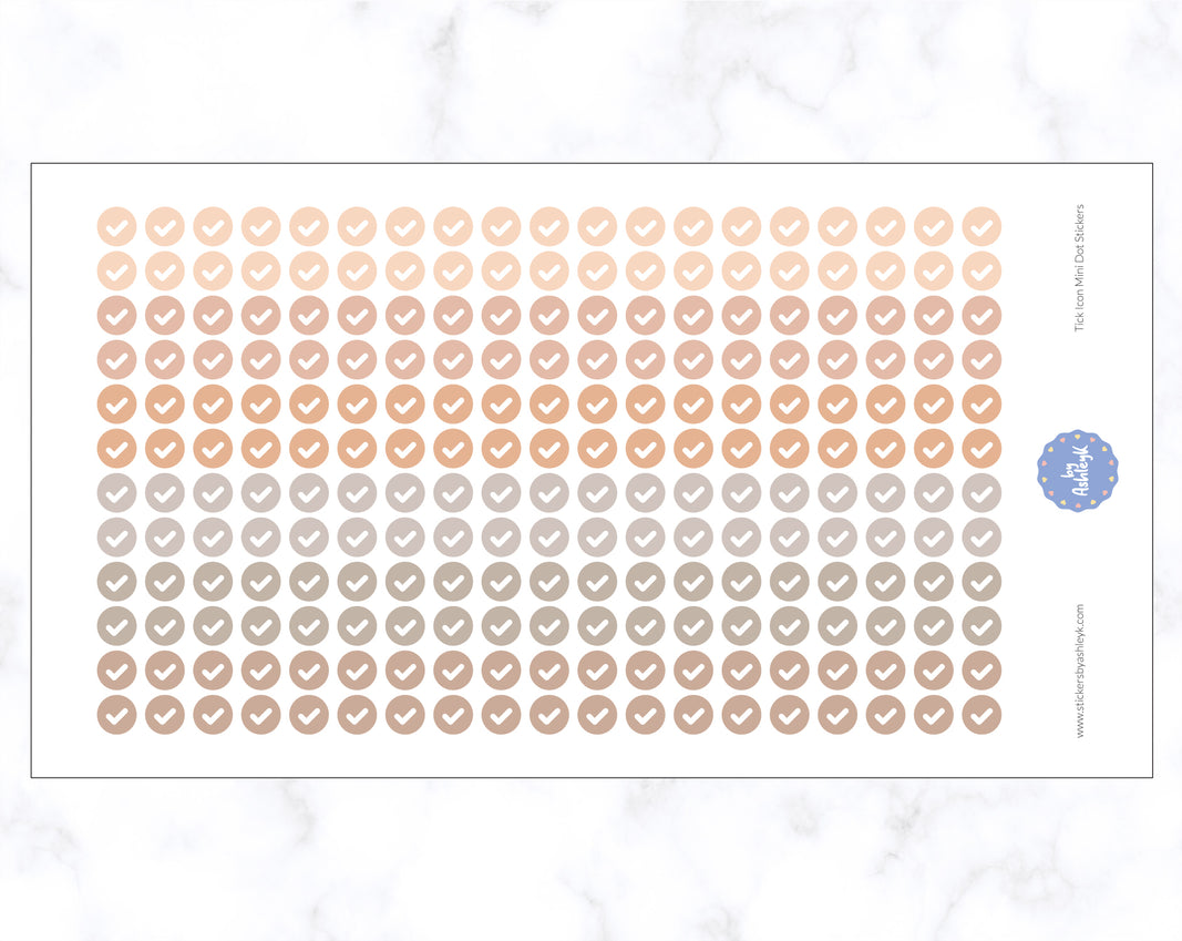 Tick Icon Mini Dot Stickers - Beige Neutral