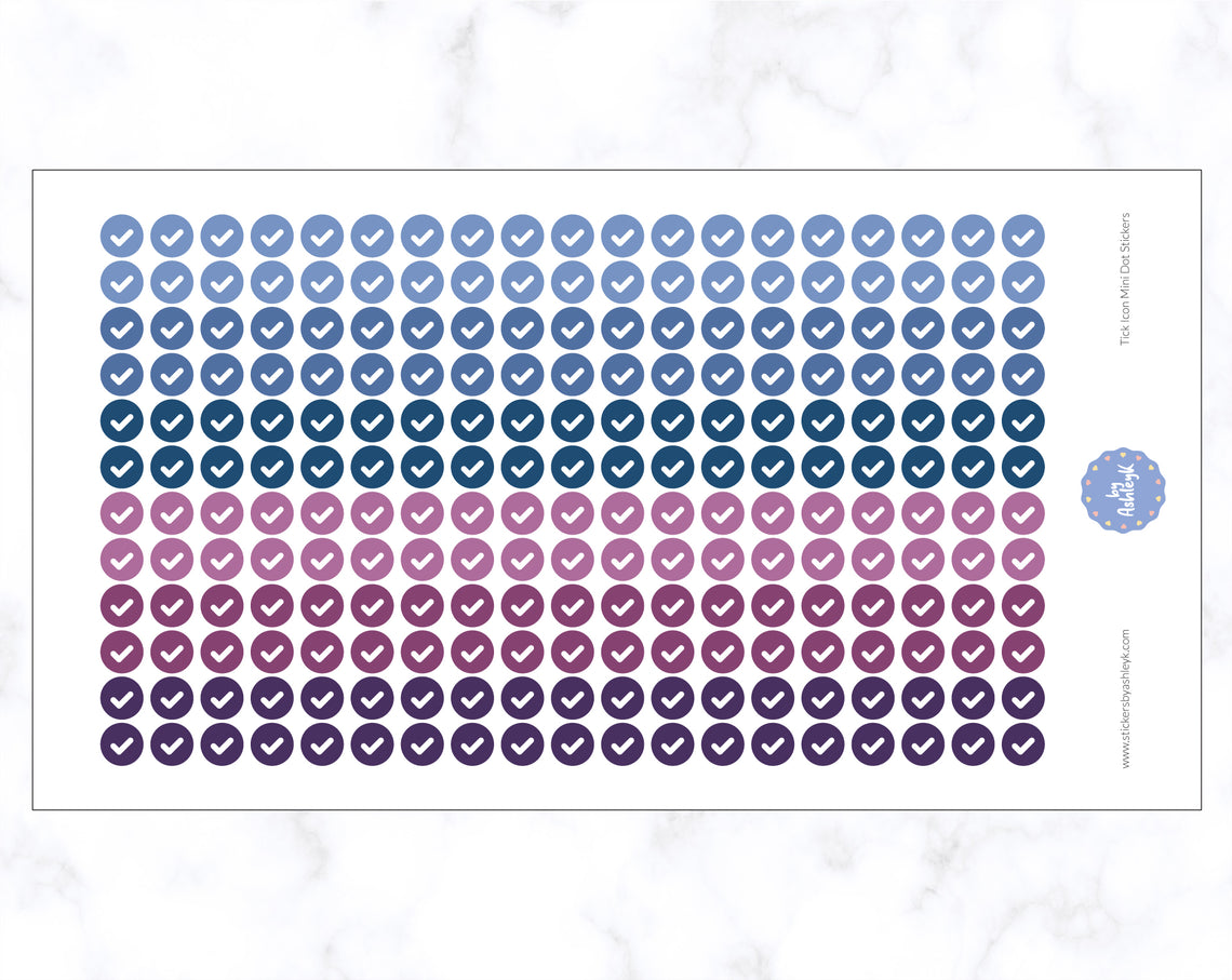 Tick Icon Mini Dot Stickers - Blueberry