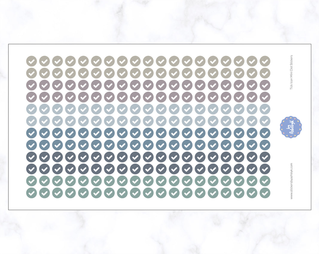 Tick Icon Mini Dot Stickers - Modern Neutral
