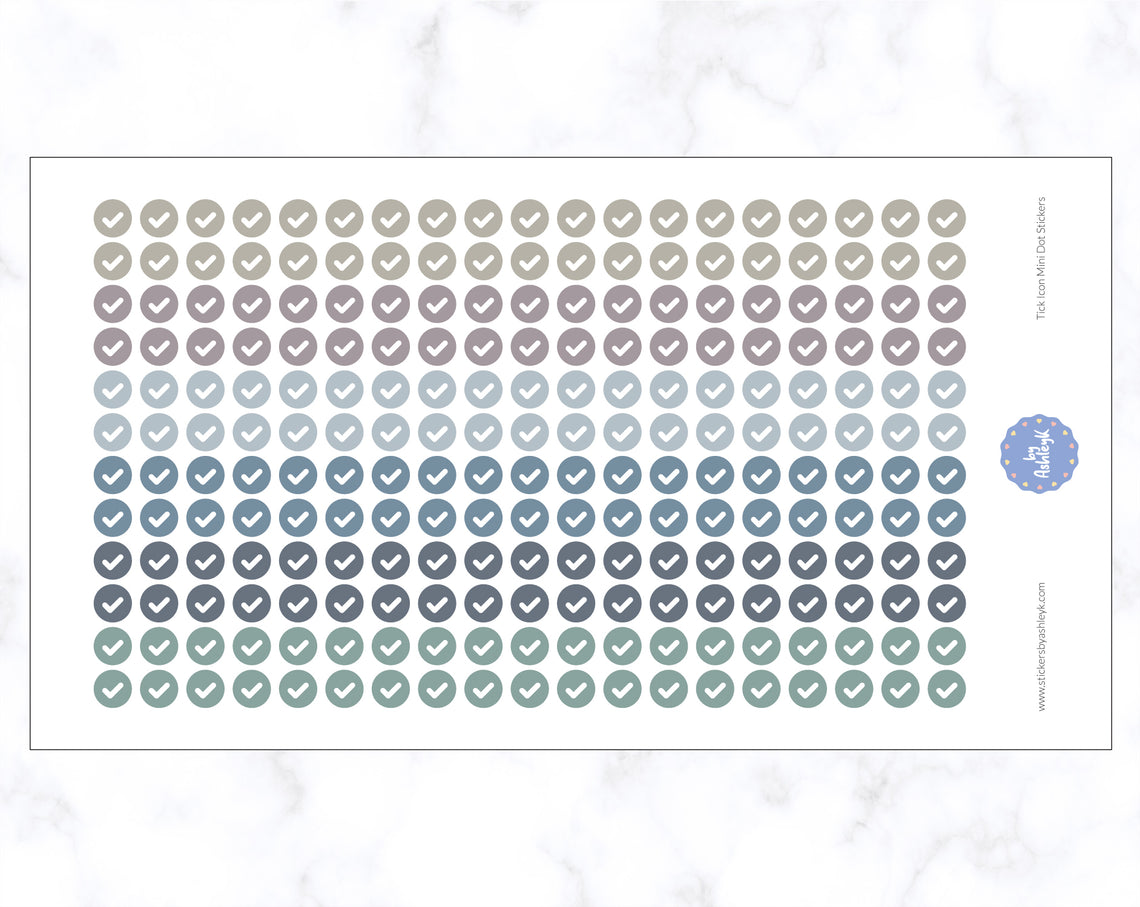 Tick Icon Mini Dot Stickers - Modern Neutral