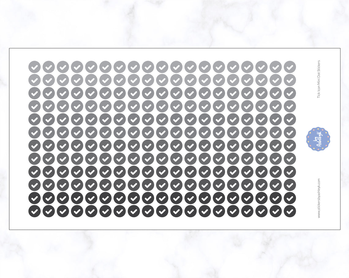Tick Icon Mini Dot Stickers - Monochrome