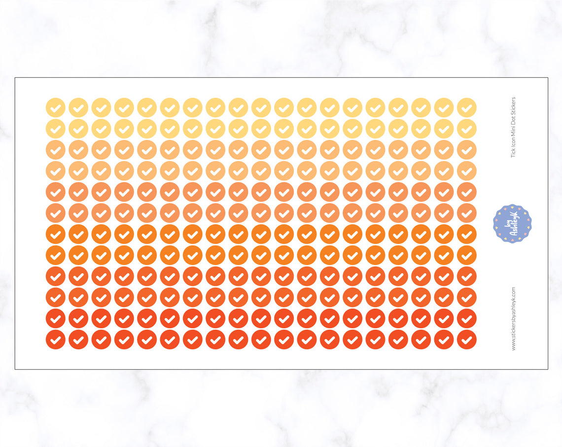 Tick Icon Mini Dot Stickers - Orange